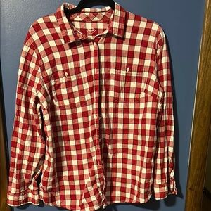 St. John's Bay Red and White Plaid Shirt